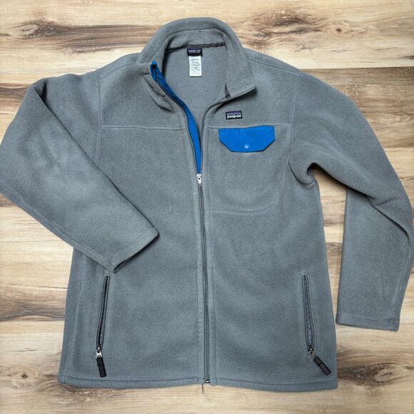 Patagonia Jacket Boys XXL 16-18 Synchilla Snap T Gray Full Zip